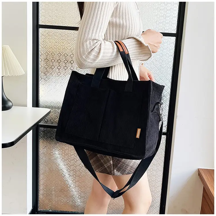 Bag Women's 2022 New South Korea Large Capacity Multi-Pocket Canvas Bag Student Shoulder Crossbody Portable Tote Bag Trendy — feature 10