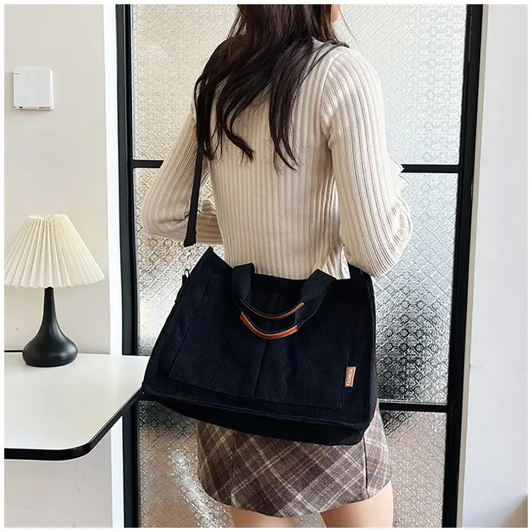 Bag Women's 2022 New South Korea Large Capacity Multi-Pocket Canvas Bag Student Shoulder Crossbody Portable Tote Bag Trendy — feature 12