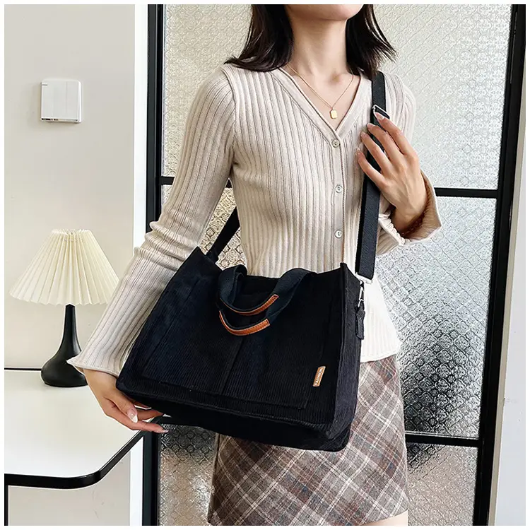 Bag Women's 2022 New South Korea Large Capacity Multi-Pocket Canvas Bag Student Shoulder Crossbody Portable Tote Bag Trendy — feature 13