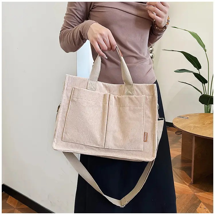 Bag Women's 2022 New South Korea Large Capacity Multi-Pocket Canvas Bag Student Shoulder Crossbody Portable Tote Bag Trendy — feature 15