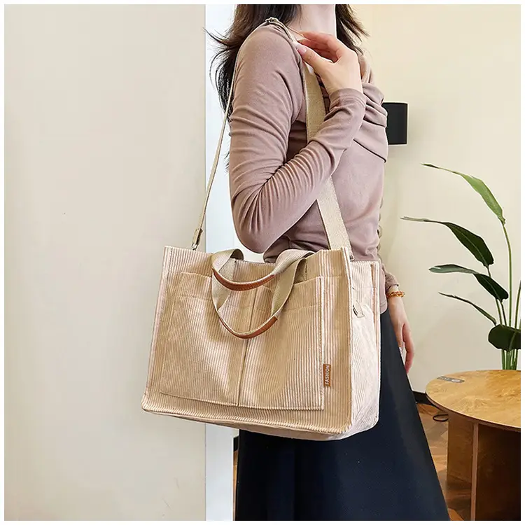 Bag Women's 2022 New South Korea Large Capacity Multi-Pocket Canvas Bag Student Shoulder Crossbody Portable Tote Bag Trendy — feature 17