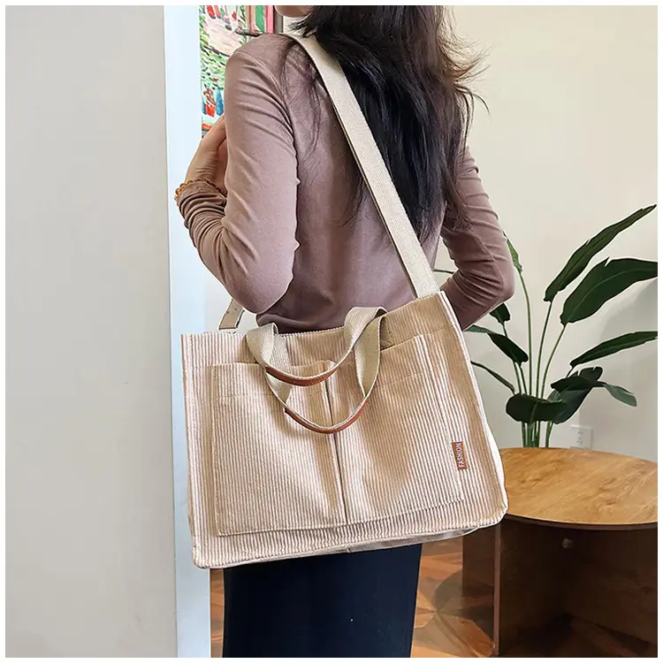 Bag Women's 2022 New South Korea Large Capacity Multi-Pocket Canvas Bag Student Shoulder Crossbody Portable Tote Bag Trendy — feature 18