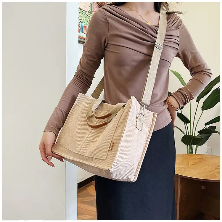 Bag Women's 2022 New South Korea Large Capacity Multi-Pocket Canvas Bag Student Shoulder Crossbody Portable Tote Bag Trendy — feature 19