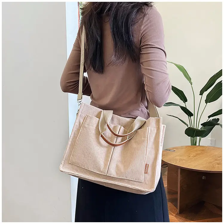 Bag Women's 2022 New South Korea Large Capacity Multi-Pocket Canvas Bag Student Shoulder Crossbody Portable Tote Bag Trendy — feature 20