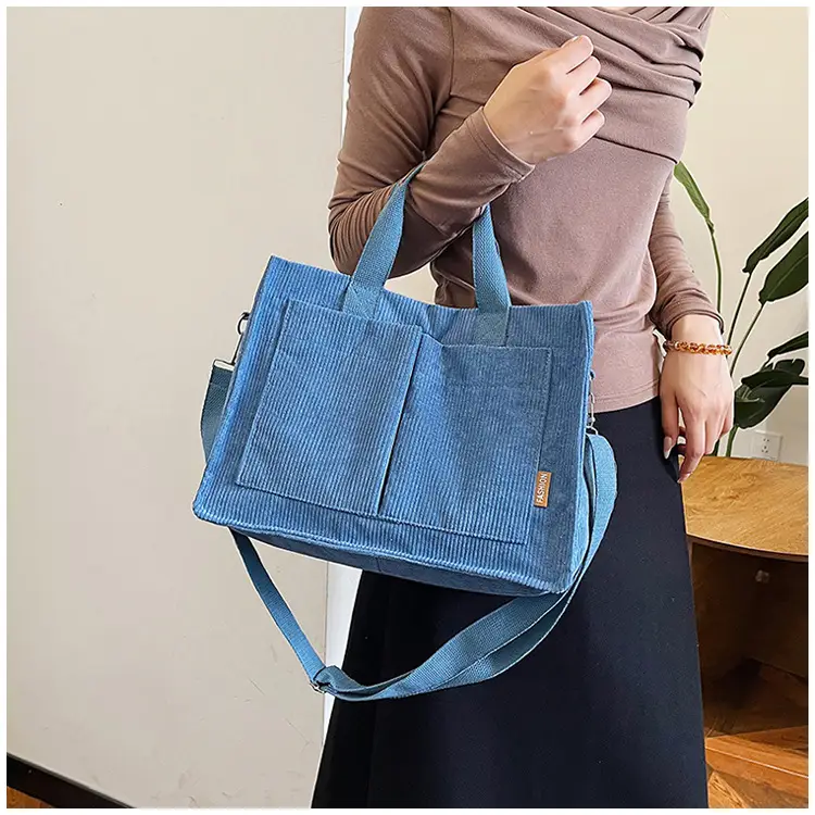 Bag Women's 2022 New South Korea Large Capacity Multi-Pocket Canvas Bag Student Shoulder Crossbody Portable Tote Bag Trendy — feature 23