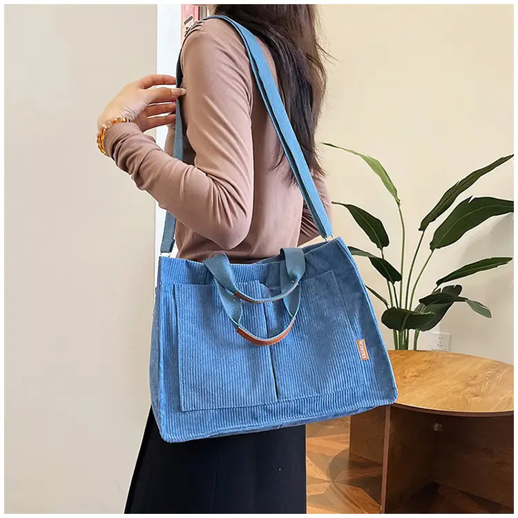 Bag Women's 2022 New South Korea Large Capacity Multi-Pocket Canvas Bag Student Shoulder Crossbody Portable Tote Bag Trendy — feature 28