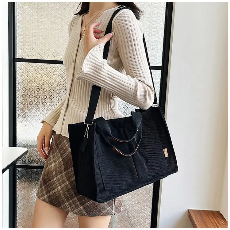 Bag Women's 2022 New South Korea Large Capacity Multi-Pocket Canvas Bag Student Shoulder Crossbody Portable Tote Bag Trendy — feature 33
