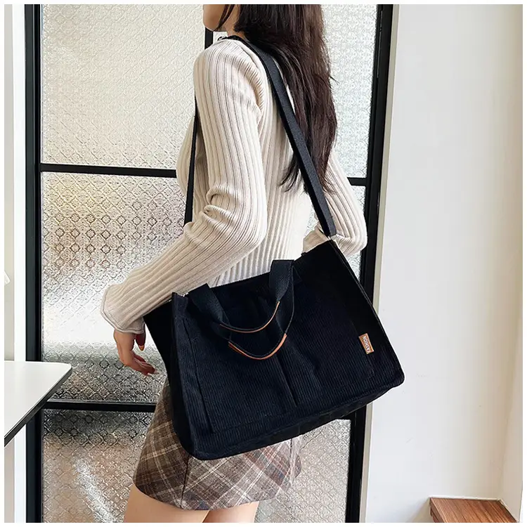 Bag Women's 2022 New South Korea Large Capacity Multi-Pocket Canvas Bag Student Shoulder Crossbody Portable Tote Bag Trendy — feature 34