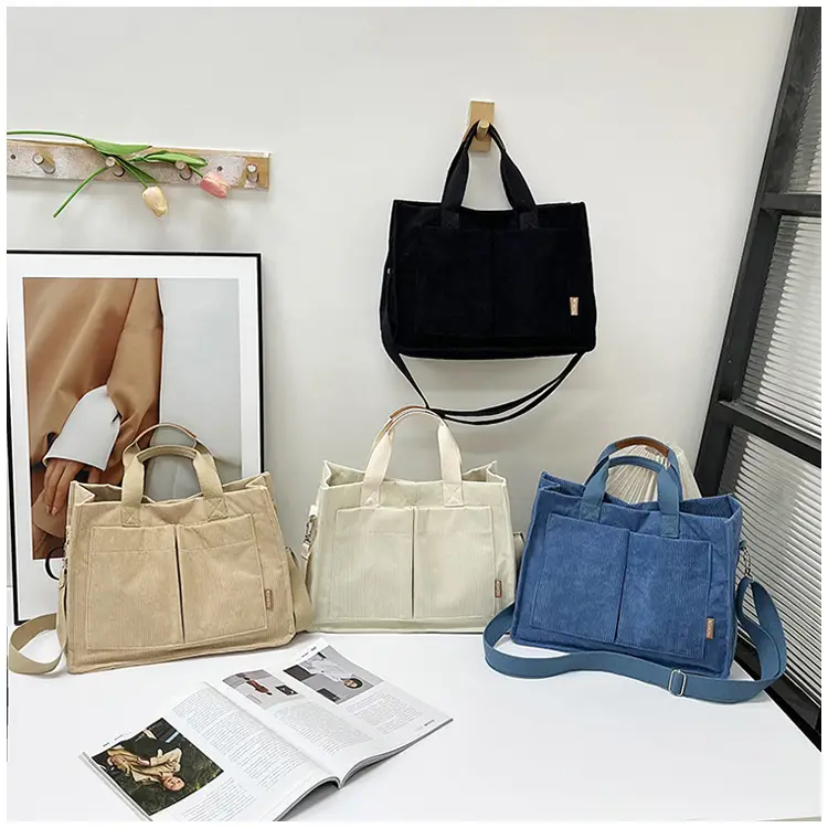 Bag Women's 2022 New South Korea Large Capacity Multi-Pocket Canvas Bag Student Shoulder Crossbody Portable Tote Bag Trendy — feature 45