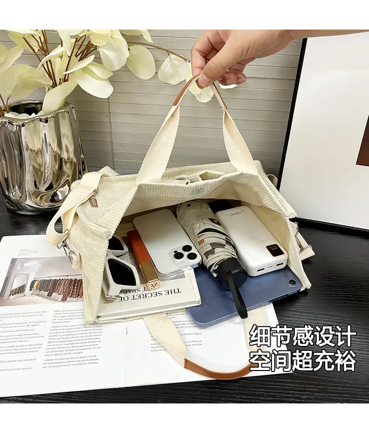 Bag Women's 2022 New South Korea Large Capacity Multi-Pocket Canvas Bag Student Shoulder Crossbody Portable Tote Bag Trendy — feature 7