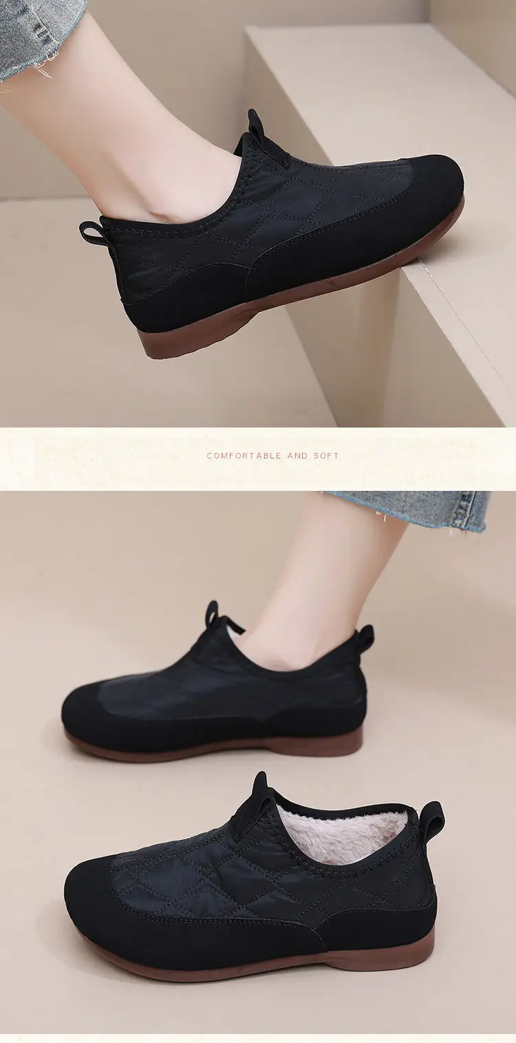 Cotton shoes women 2024 winter new fleece-lined thickened warm pedal soft bottom non-slip mother shoes snow boots — feature 21