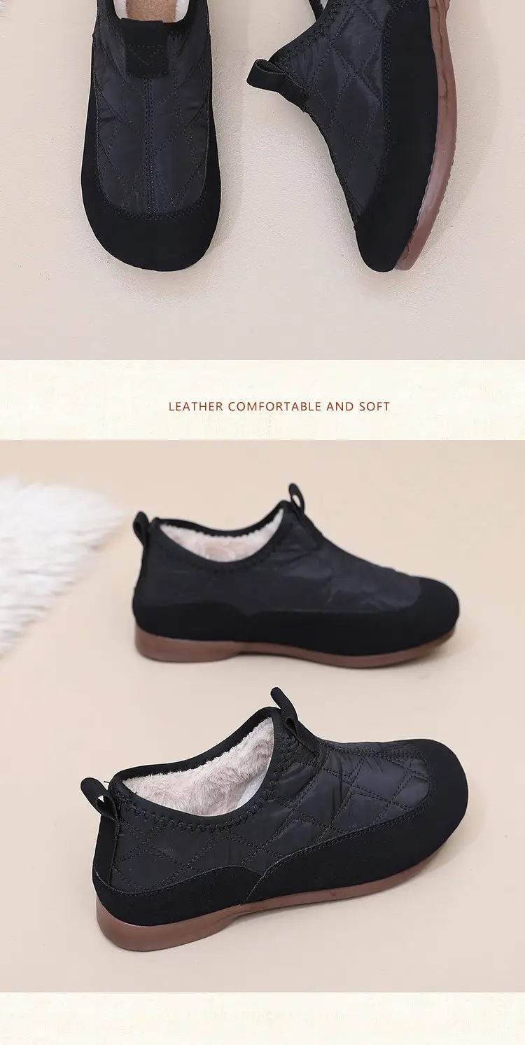 Cotton shoes women 2024 winter new fleece-lined thickened warm pedal soft bottom non-slip mother shoes snow boots — feature 23
