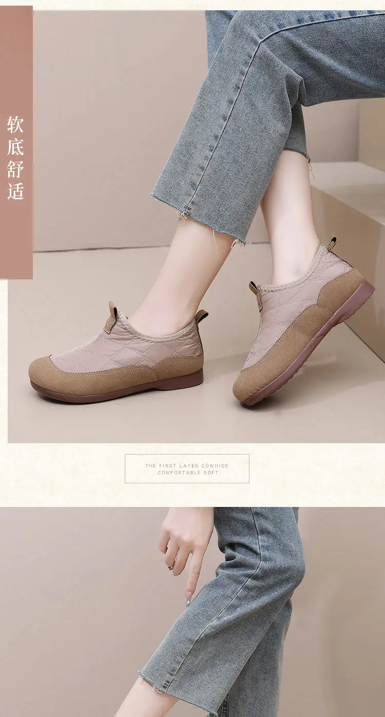 Cotton shoes women 2024 winter new fleece-lined thickened warm pedal soft bottom non-slip mother shoes snow boots — feature 24