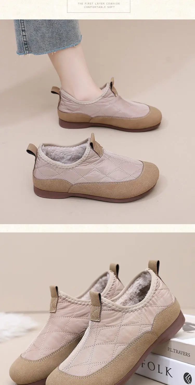 Cotton shoes women 2024 winter new fleece-lined thickened warm pedal soft bottom non-slip mother shoes snow boots — feature 26