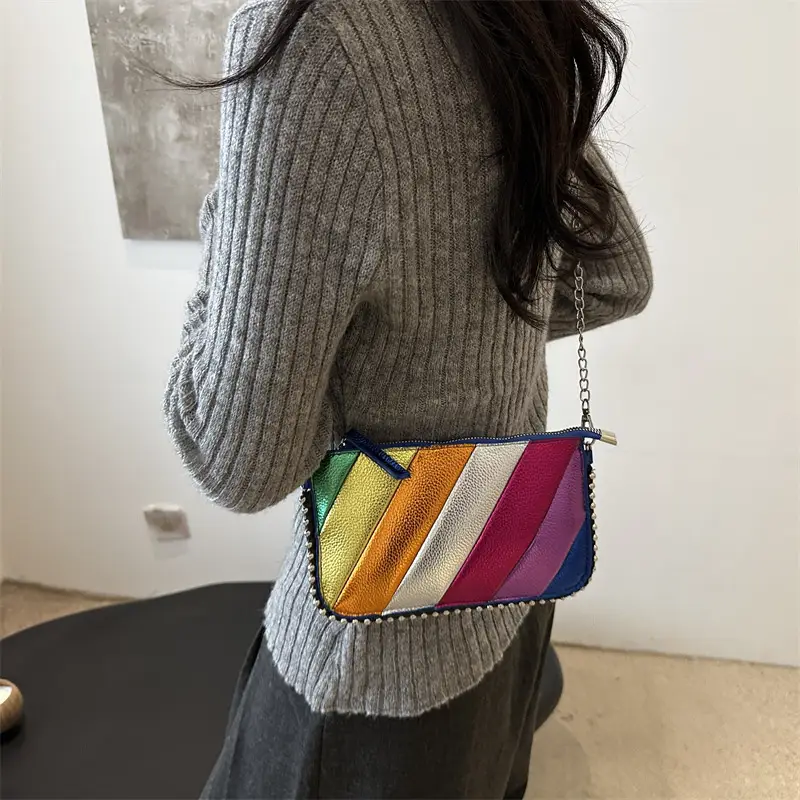 Rainbow Striped Shoulder Bag for Women 2024 - Image 3