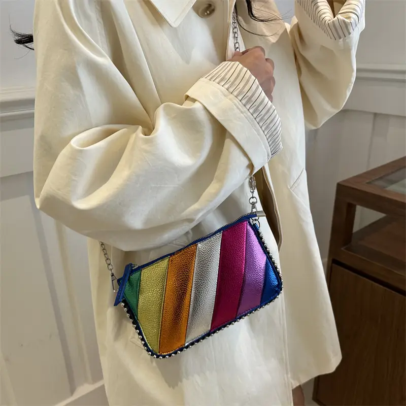 Rainbow Striped Shoulder Bag for Women 2024 - Image 4