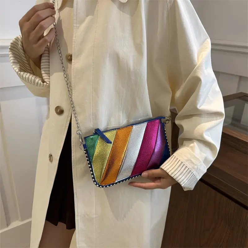 Rainbow Striped Shoulder Bag for Women 2024 - Image 5