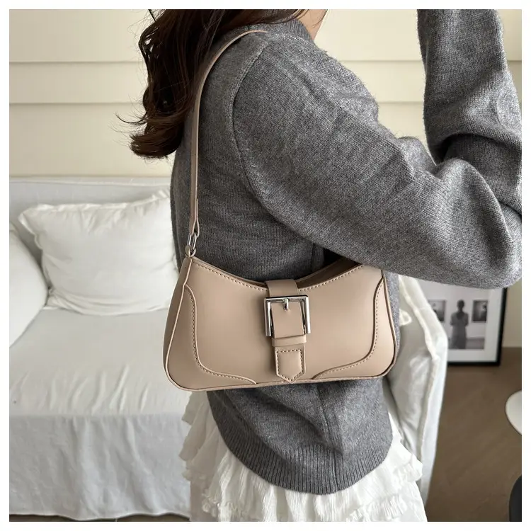 Women's Vintage Shoulder Bag Beige Square Design β feature 16