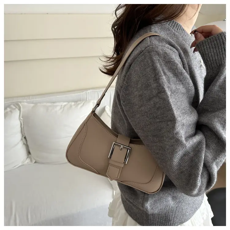Women's Vintage Shoulder Bag Beige Square Design β feature 17