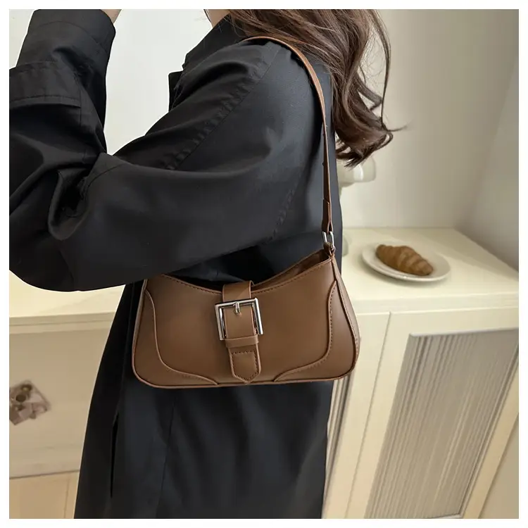 Women's Vintage Shoulder Bag Beige Square Design β feature 8
