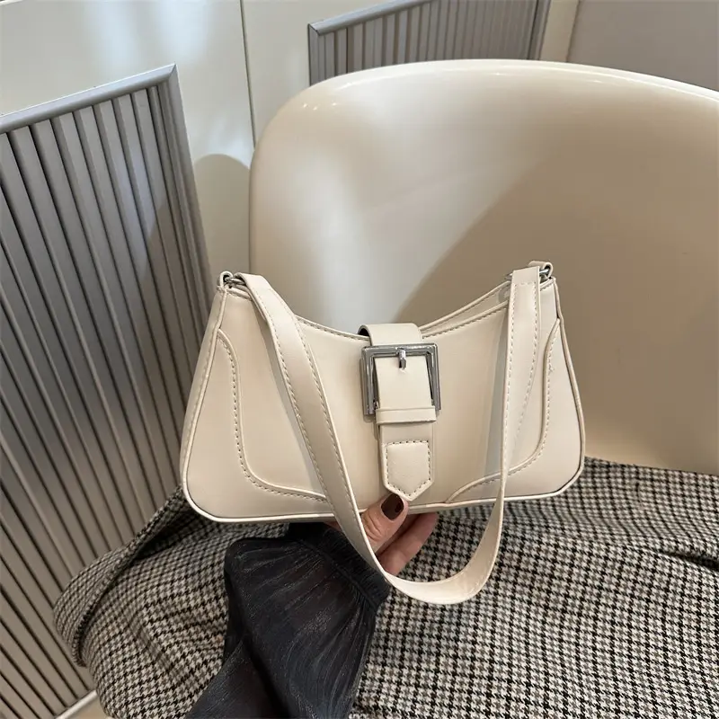 Women's Vintage Shoulder Bag Beige Square Design - Image 2