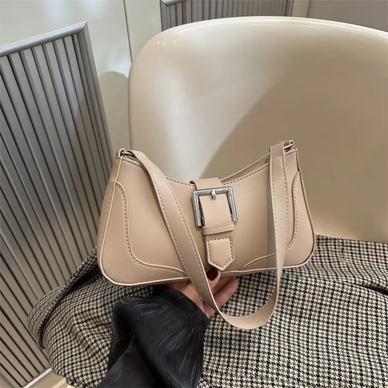 Women's Vintage Shoulder Bag Beige Square Design - Image 5