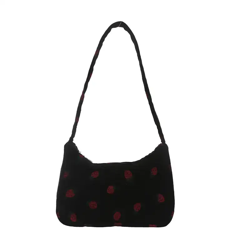 Strawberry Print Shoulder Bag Lightweight Commuting