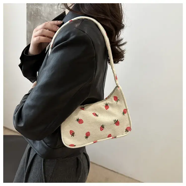 Strawberry Print Shoulder Bag Lightweight Commuting — feature 18