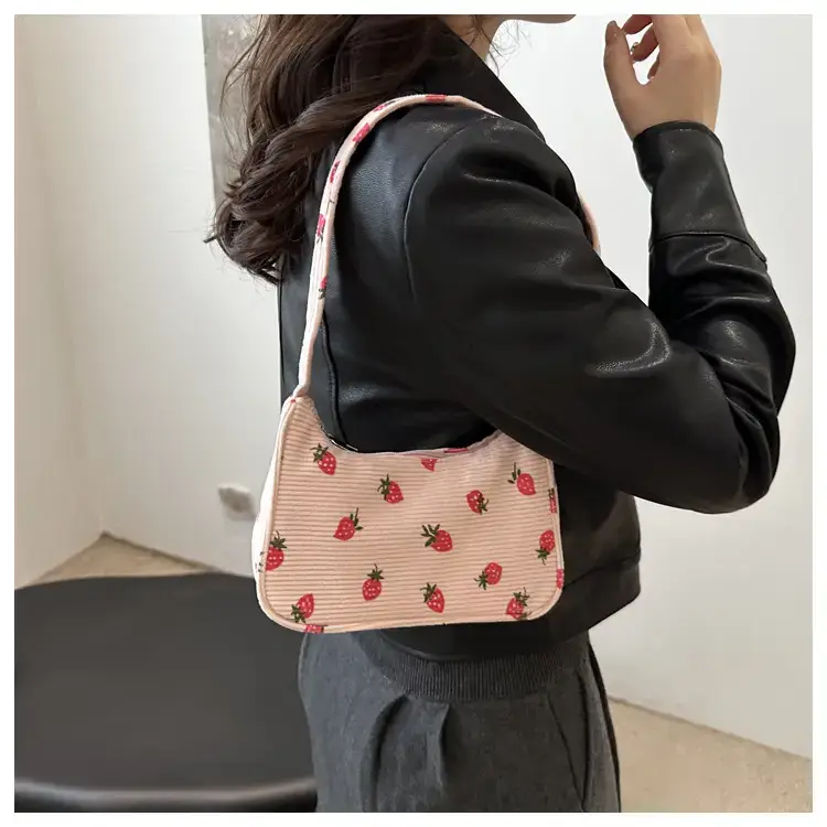 Strawberry Print Shoulder Bag Lightweight Commuting — feature 22