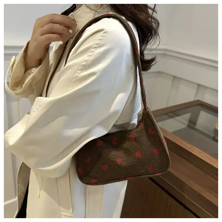 Strawberry Print Shoulder Bag Lightweight Commuting — feature 28