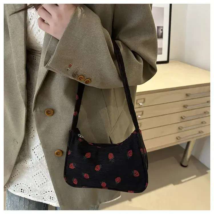 Strawberry Print Shoulder Bag Lightweight Commuting — feature 30