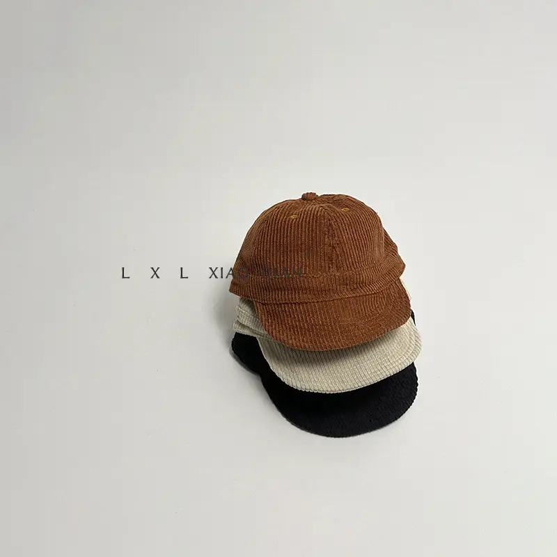 Corduroy Baby Hat Boys Autumn Winter New Solid Color Western Style Soft Brim Cap All-match Children's Baseball Cap Trendy - Image 4