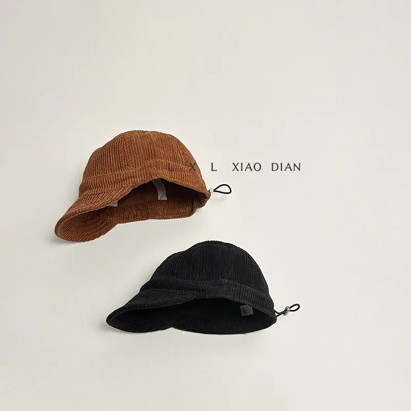 Corduroy Baby Hat Boys Autumn Winter New Solid Color Western Style Soft Brim Cap All-match Children's Baseball Cap Trendy - Image 5