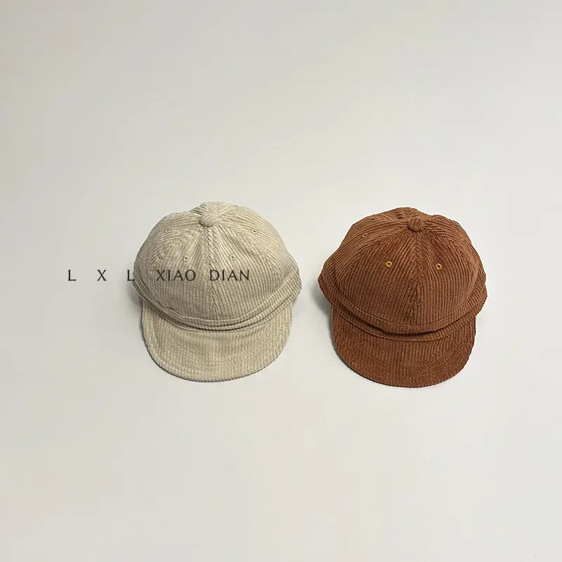 Corduroy Baby Hat Boys Autumn Winter New Solid Color Western Style Soft Brim Cap All-match Children's Baseball Cap Trendy - Image 6