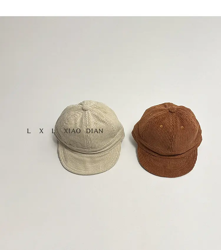Corduroy Baby Hat Boys Autumn Winter New Solid Color Western Style Soft Brim Cap All-match Children's Baseball Cap Trendy — feature 11