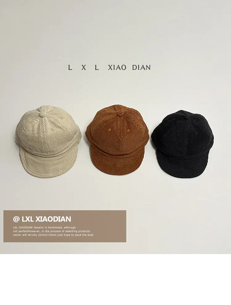 Corduroy Baby Hat Boys Autumn Winter New Solid Color Western Style Soft Brim Cap All-match Children's Baseball Cap Trendy — feature 2