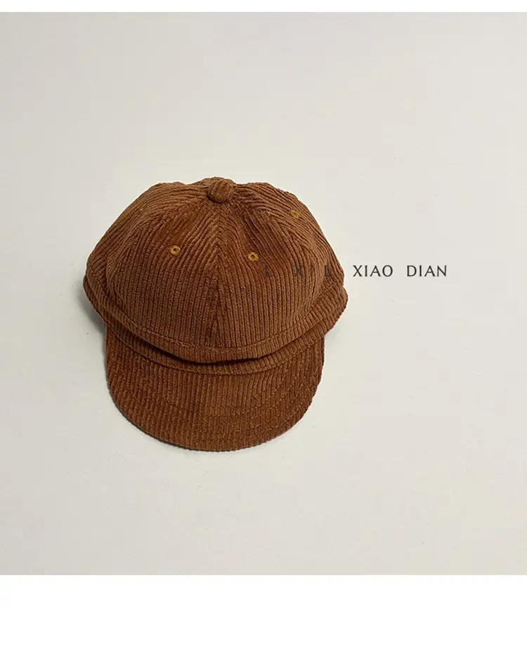 Corduroy Baby Hat Boys Autumn Winter New Solid Color Western Style Soft Brim Cap All-match Children's Baseball Cap Trendy — feature 4