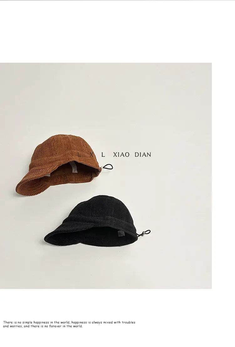 Corduroy Baby Hat Boys Autumn Winter New Solid Color Western Style Soft Brim Cap All-match Children's Baseball Cap Trendy — feature 8