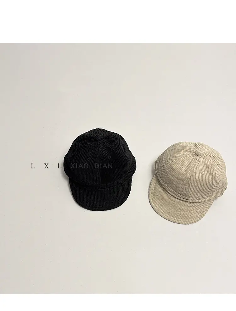Corduroy Baby Hat Boys Autumn Winter New Solid Color Western Style Soft Brim Cap All-match Children's Baseball Cap Trendy — feature 9
