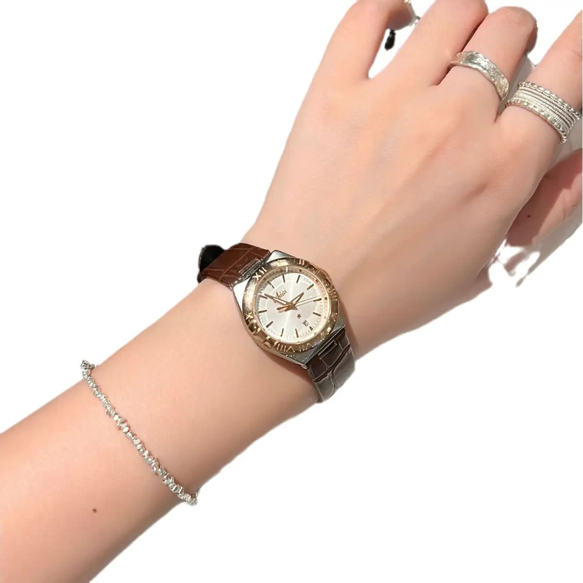 Women's Swiss Watch Waterproof Luminous Ultra-Thin Brown Strap - Image 8