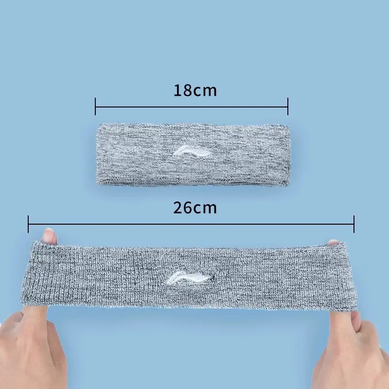 Li Ning Sports Headband Sweat-Absorbent Hairband Men's Badminton Basketball Running Women's Pure Cotton Forehead Protector Sweat-Guided Antiperspirant Headscarf