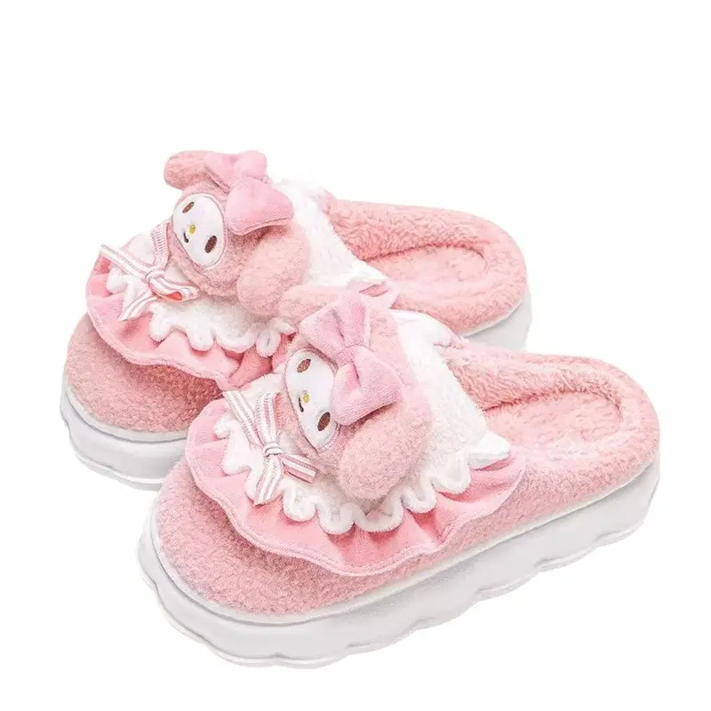 Pudding Dog Cotton Slippers Women's Winter Warm Thick Bottom Non-slip Platform Cake Bottom Student Dormitory Plush Slippers Women's Outer Wear