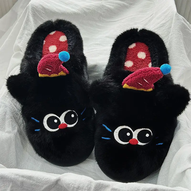 Pudding Dog Cotton Slippers Women's Winter Warm Thick Bottom Non-slip Platform Cake Bottom Student Dormitory Plush Slippers Women's Outer Wear