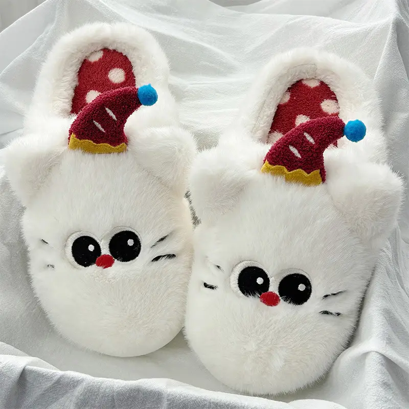 Pudding Dog Cotton Slippers Women's Winter Warm Thick Bottom Non-slip Platform Cake Bottom Student Dormitory Plush Slippers Women's Outer Wear