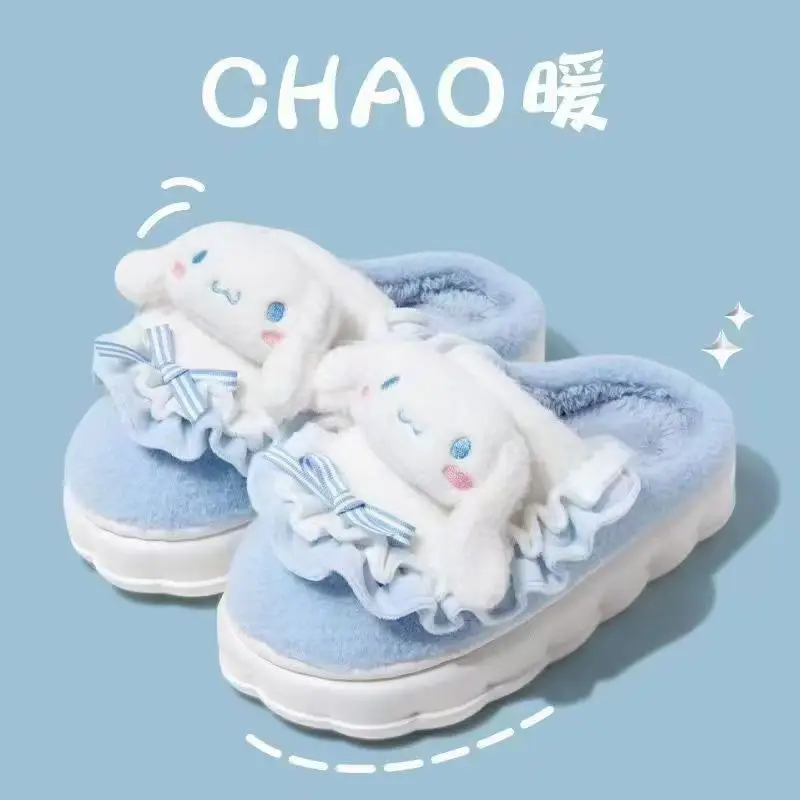 Pudding Dog Cotton Slippers Women's Winter Warm Thick Bottom Non-slip Platform Cake Bottom Student Dormitory Plush Slippers Women's Outer Wear