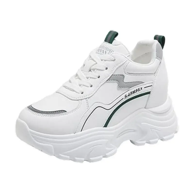 Women White Korean Style Thick Sole Sneakers 2024 - Image 7