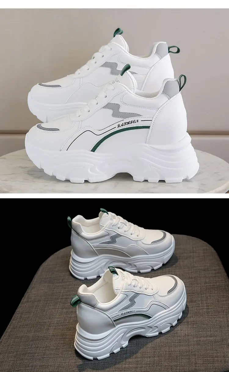 Women White Korean Style Thick Sole Sneakers 2024 — feature 11