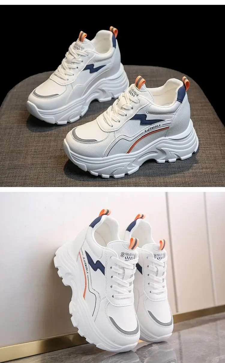Women White Korean Style Thick Sole Sneakers 2024 — feature 13