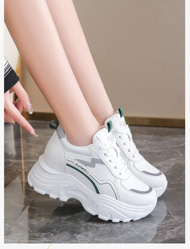 Women White Korean Style Thick Sole Sneakers 2024 — feature 5