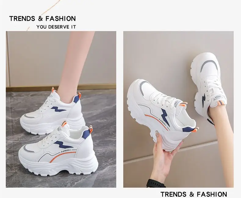 Women White Korean Style Thick Sole Sneakers 2024 — feature 7